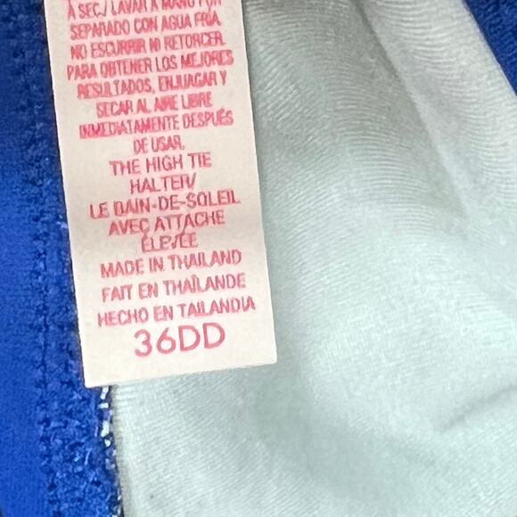 Victorias Secret The High Tie Halter Swim Top Womens 36DD Blue Ruffle Underwire - Picture 8 of 9